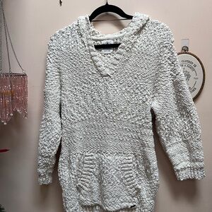 Volcom Cream V-Neck Beach Sweater Knit cozy size XS/S